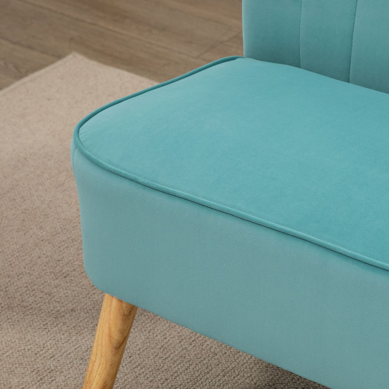 HOMCOM 2-Sitzer Sofa Zweisitzer, Loveseat mit Leinenoptik, Holzbeine, Grün