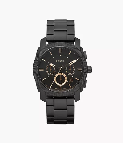 Fossil Herrenuhr Machine Edelstahl Schwarz