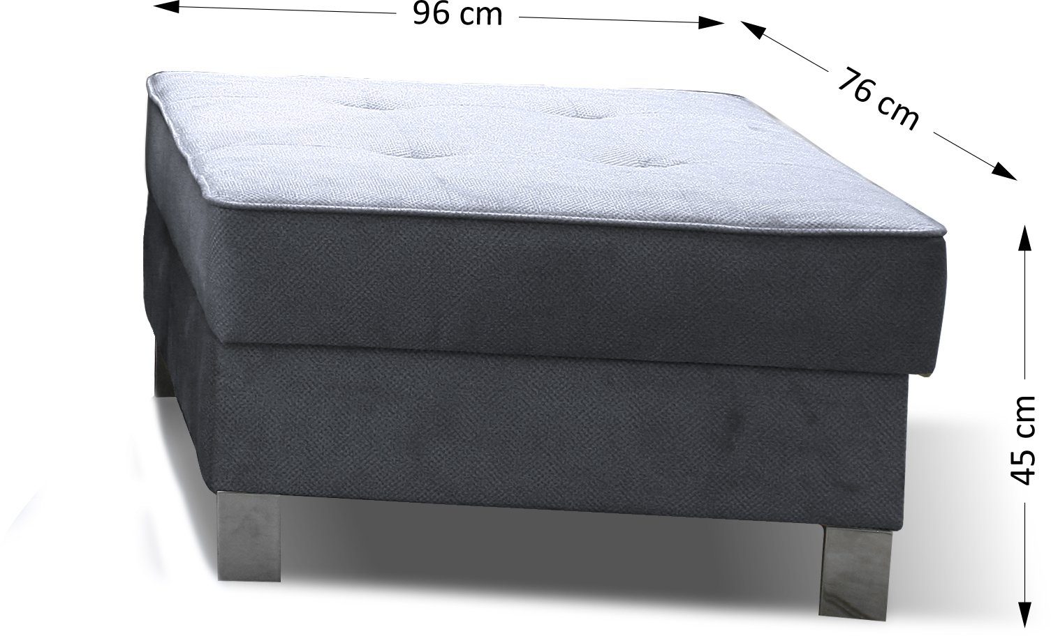 Beautysofa Polsterecke Hilton L, Ottomane links oder rechts, mit Metallbeine, Velour Polsterecke, Eckcouch mit Schlaffunktion und Hocker