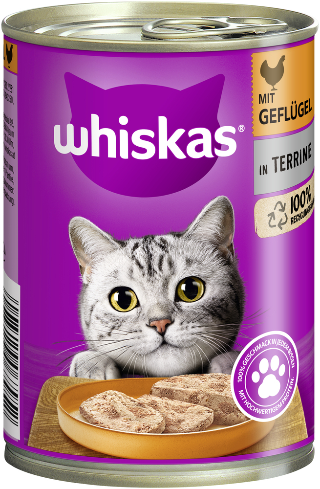 Whiskas Nassfutter Whiskas Adult 1+ Terrine 12x400g Geflügel