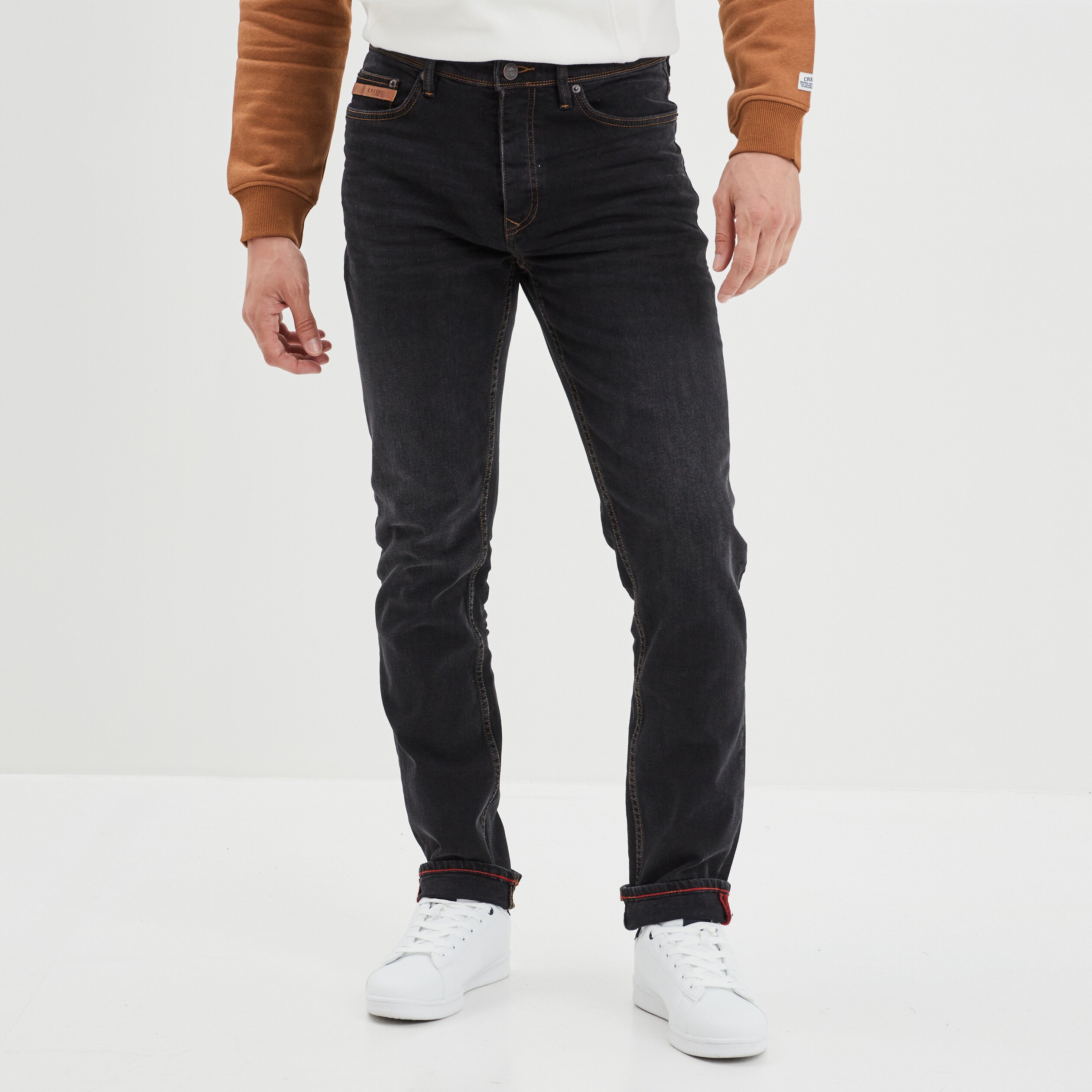 Jeans straight taille standard denim noir homme | La Halle
