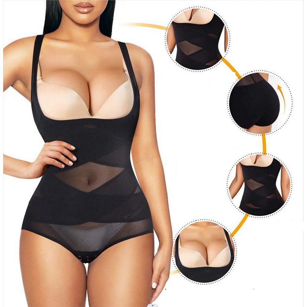Ronner UG Shaping-Body Damen Bauchweg Miederwaren geknöpfte Unterwäsche Shapewear Slipeffekt