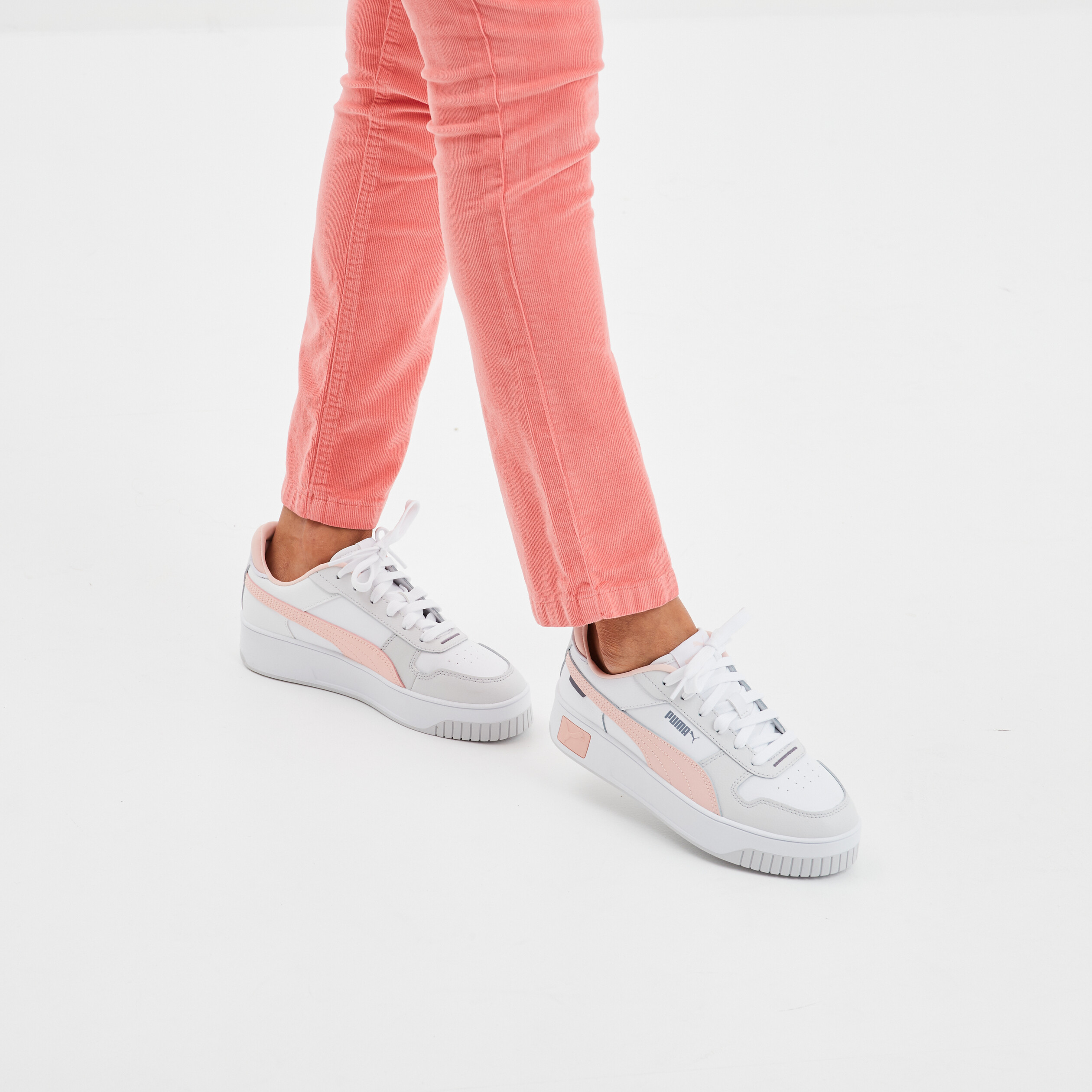 Tennis basses en cuir Puma Carina Street rose femme | La Halle