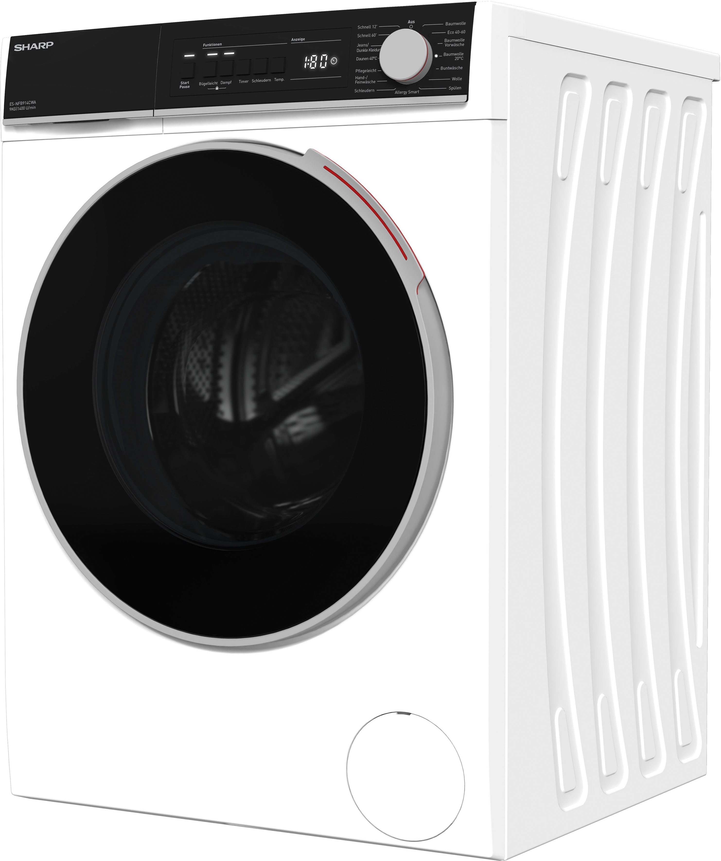 Sharp Waschmaschine ES-NFB914CWA-DE, 9 kg, 1400 U/min