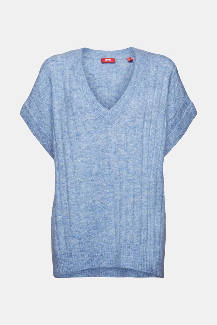 Oversize Rippstrickpullover mit V-Ausschnitt