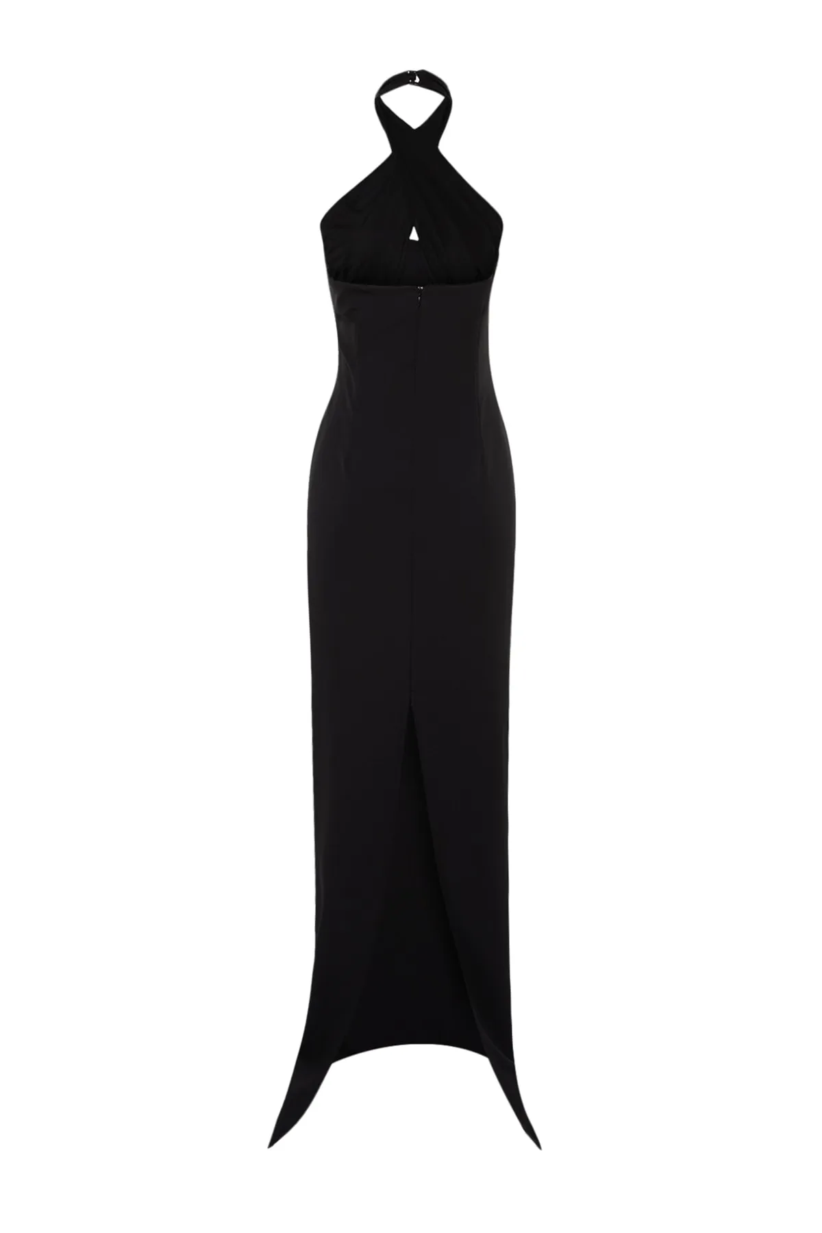 Trendyol Collection  Schwarzes langes Abendkleid mit gewebtem Fenster/Ausschnitt-Detail TPRSS23AE00189