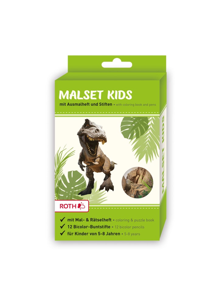 ROTH Set Ausmalbuch mit Buntstiften, Tyrannosaurus in Grün günstig kaufen onesize