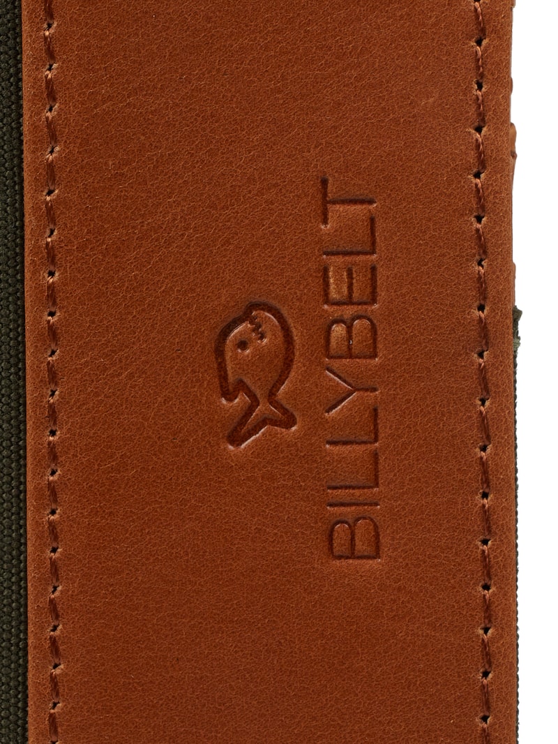 Portemonnaie aus Leder und Textil in khaki