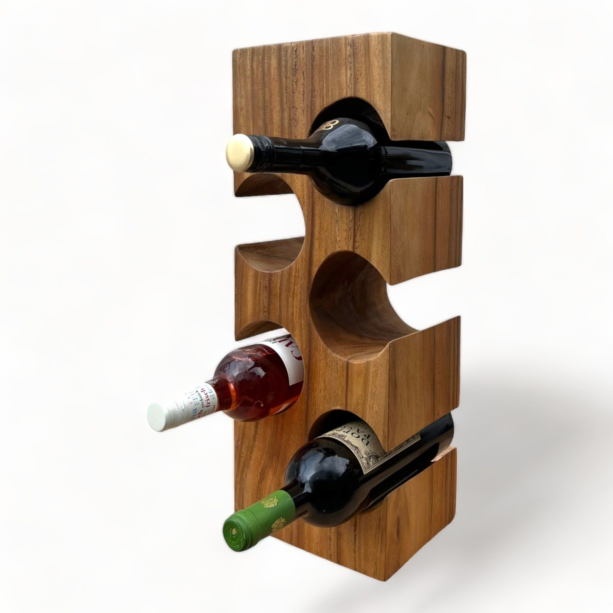 FaHome Weinregal Massiv Holz: Handgefertigter, Edler & Hochwertiger Weinhalter, (50/70/100x27x18) Natur