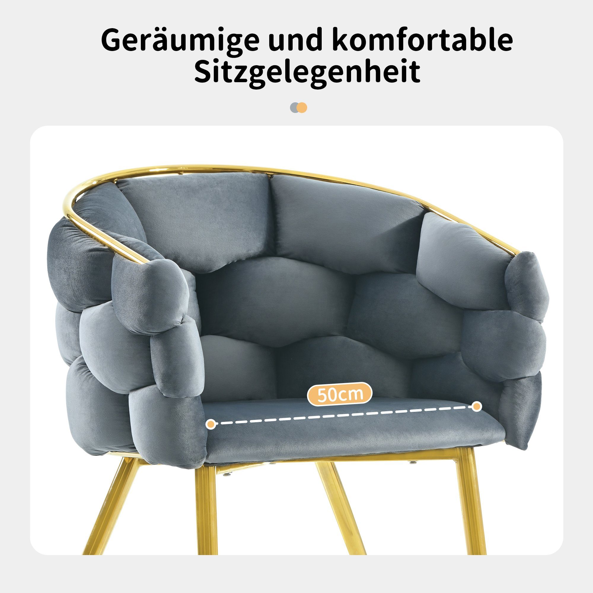 HAUSS SPLOE Polsterstuhl Esszimmerstuhl 1 St Küchenstuhl Wohnzimmerstuhl Polsterstuhl (1 St), Stühle mit Metallbeinen, Grau Stühle, Bubble Stühle