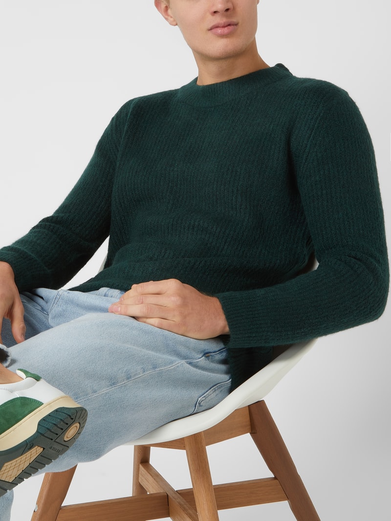 Pullover mit Woll-Anteil Modell 'Unid' in bottle