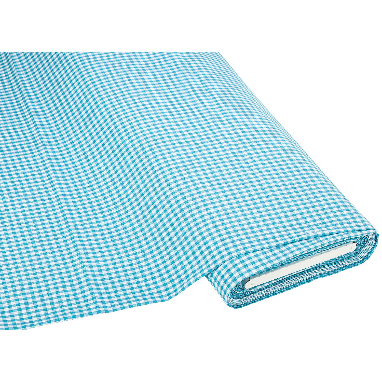 Buntgewebtes Vichykaro 5 x 5 mm, türkis/weiß