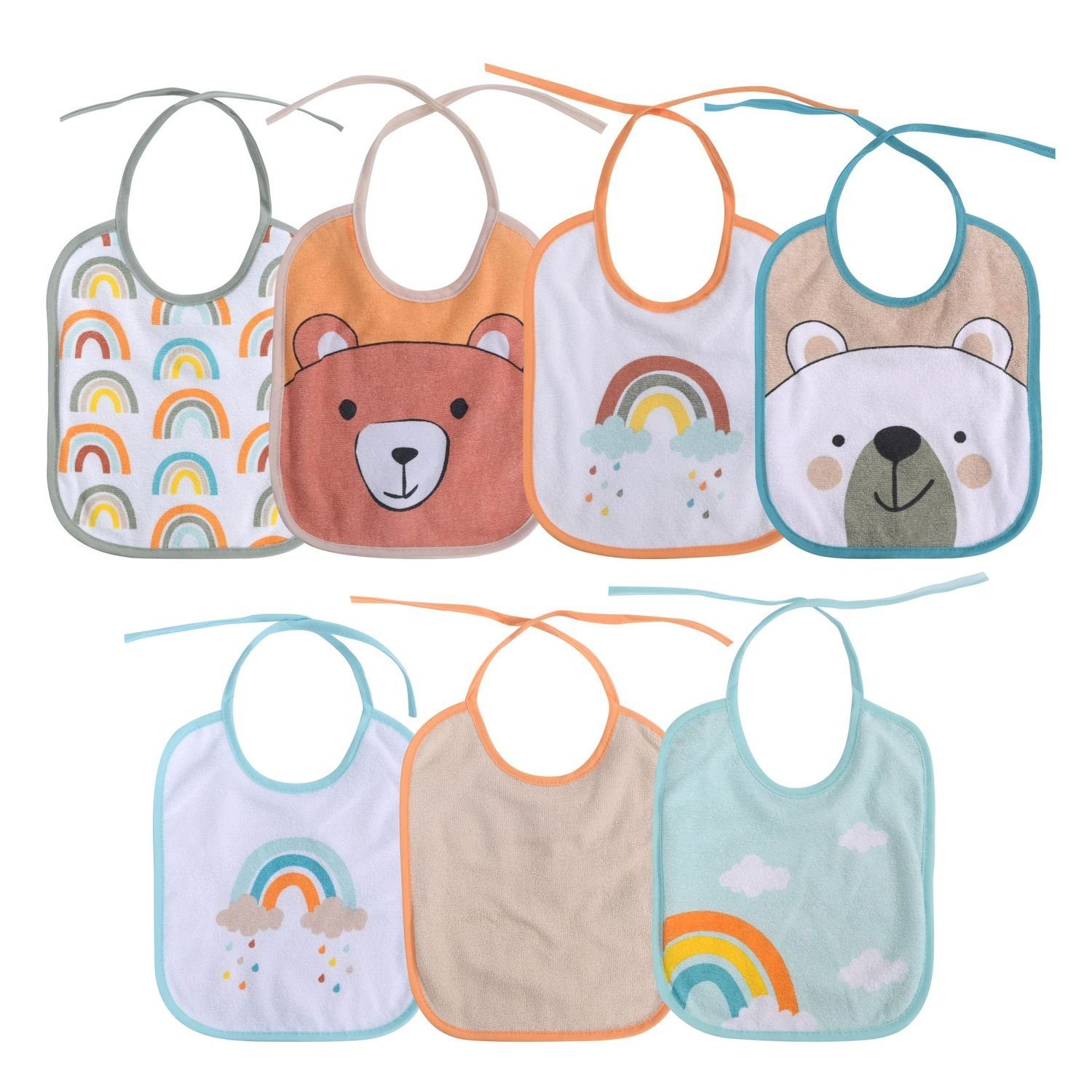 Baby Care Lätzchen Babylatz-Set 7-teilig einlagig, (1-St), zum Binden, waschbar, ab Geburt