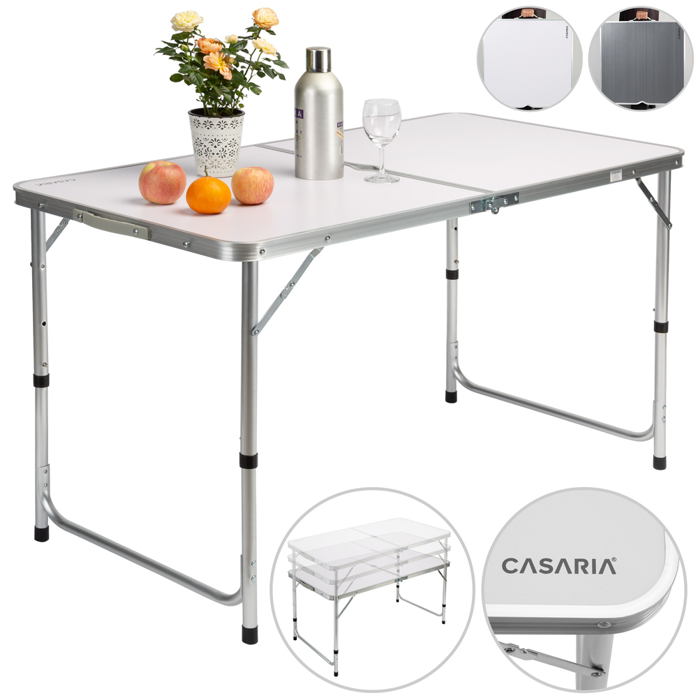 Casaria Campingtisch Alu XXL 120 x 70 x 60cm silber / weiß