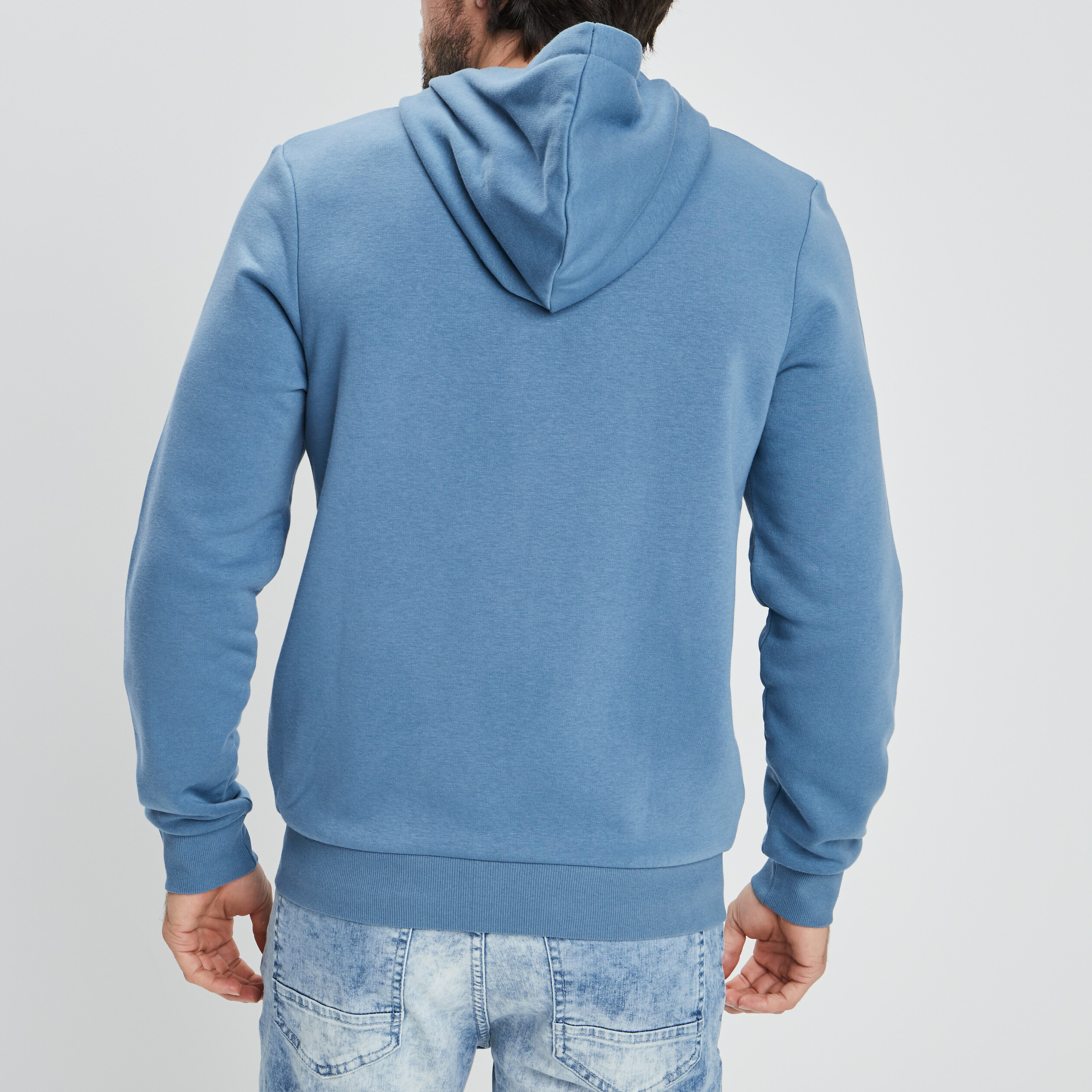 Sweat zippé molleton à capuche bleu gris homme | La Halle