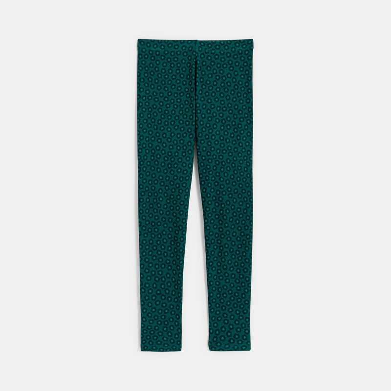 Legging côtelé imprimé léopard vert Fille