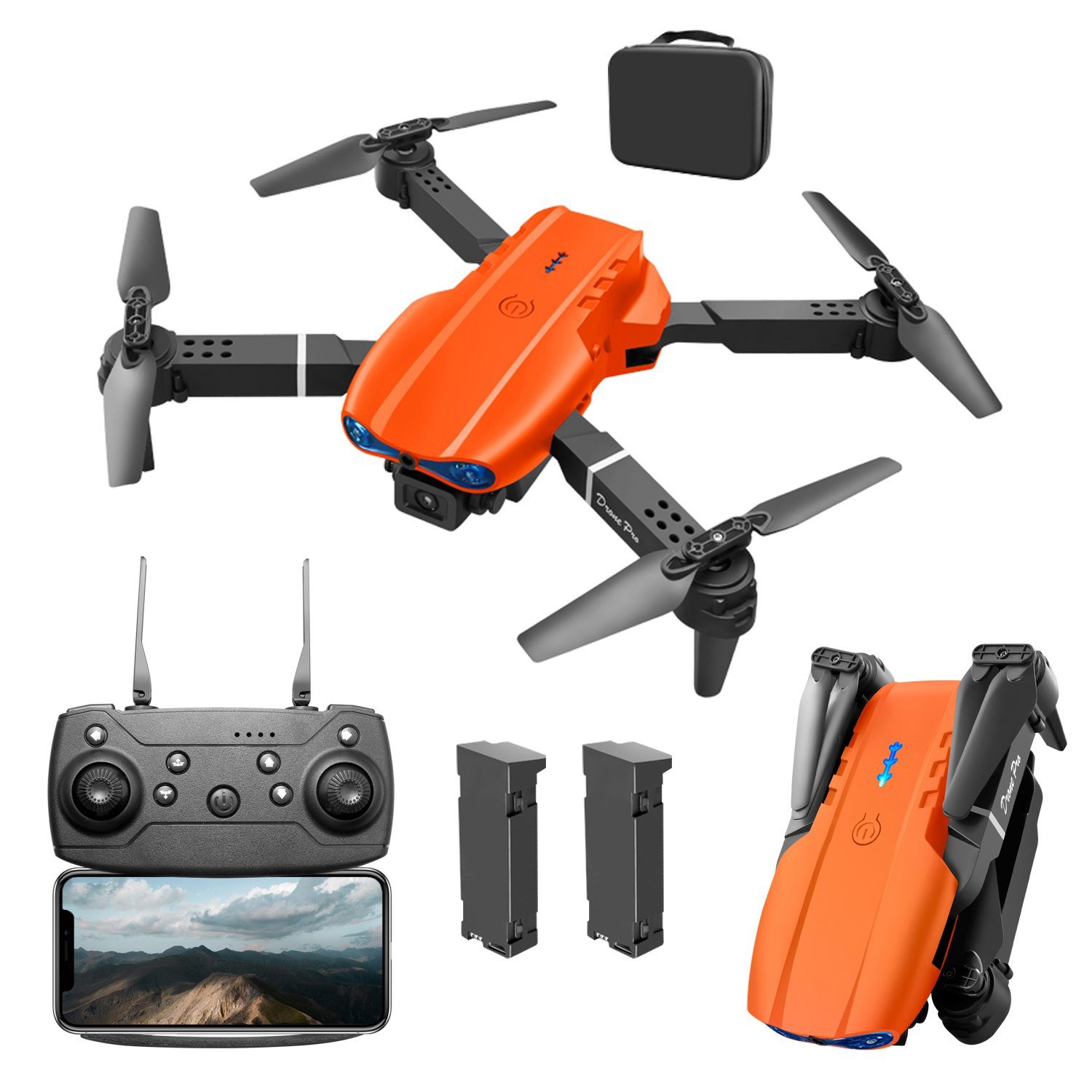 PENGBU RC RC Drone für Erwachsene und Kinder, mit Kamera 4k HD 1080P Drohne (1920*1080, SET, set, 24-30 Mins Lange Flugzeit, Faltbare und tragbare Drohn)