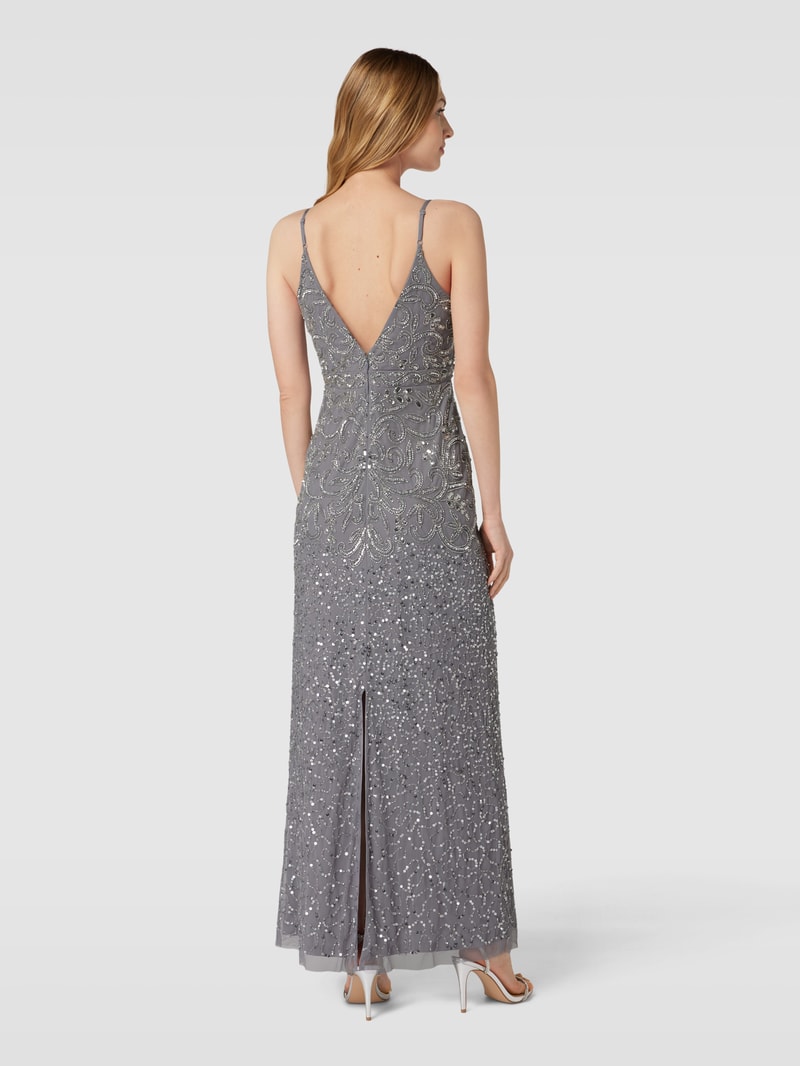 Abendkleid mit Paillettenbesatz Modell in silber