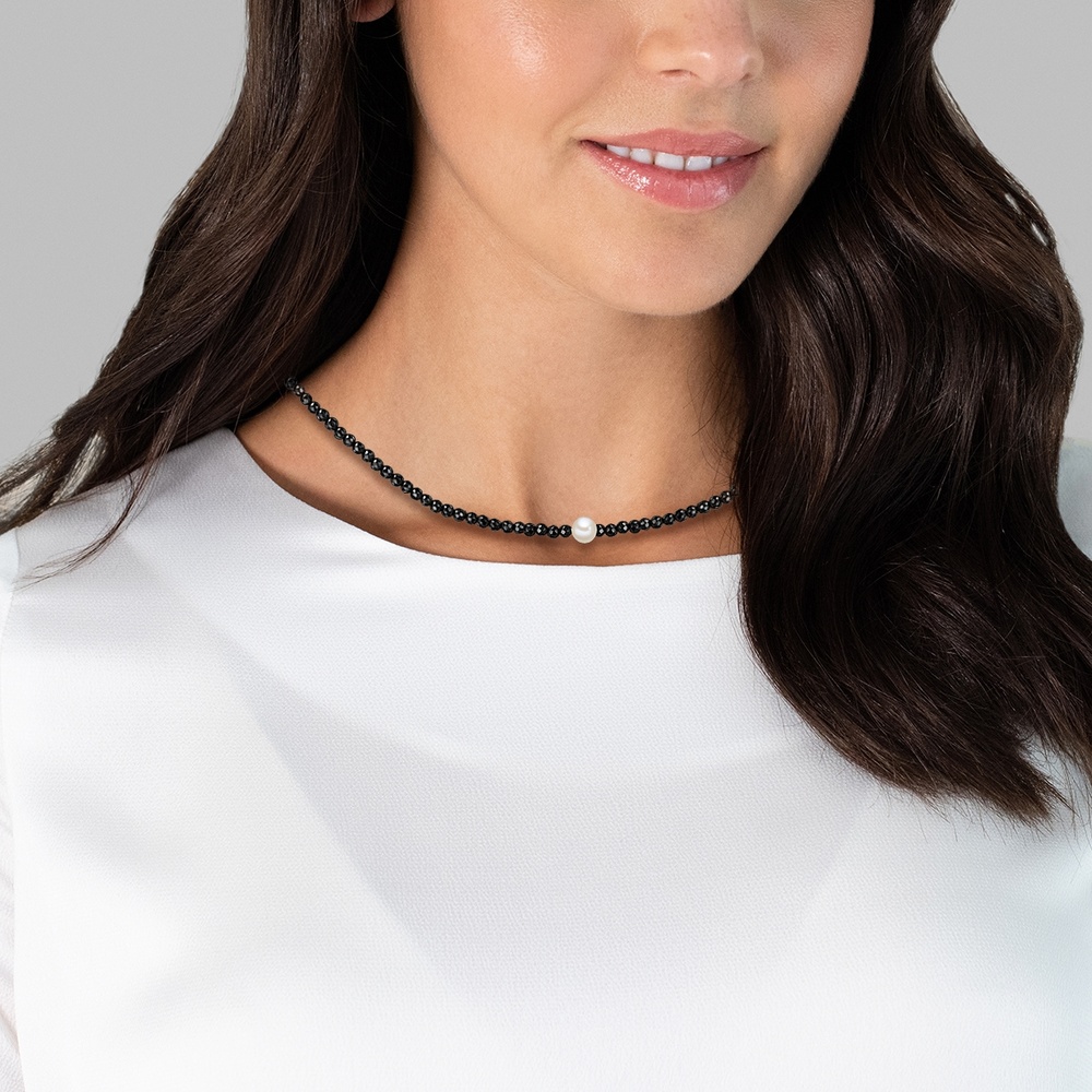 Valero Pearls Chaîne Argent sterling Agate Perle de culture d'eau douce en Argent collier