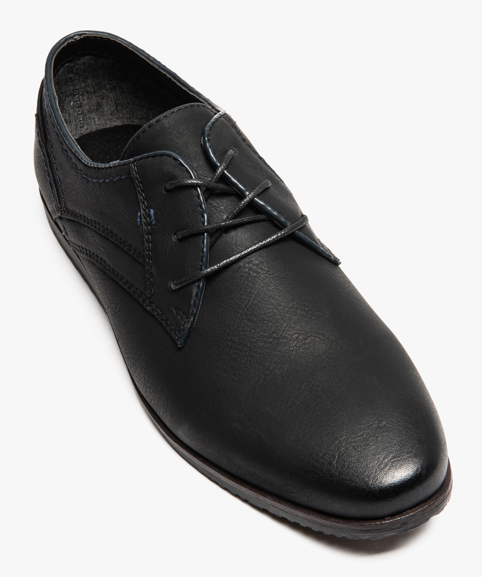 Derbies homme unis avec surpiqres contrastées noir | GEMO