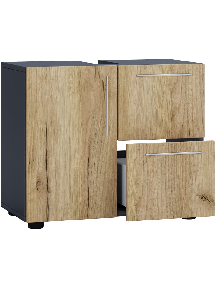 VCM  Holz Badmöbel Badunterschrank Flandu Schublade in Anthrazit / Honig-Eiche günstig kaufen onesize