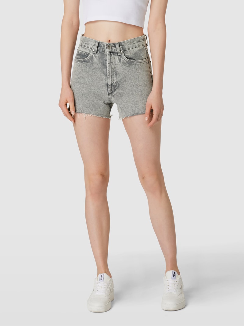 HUGO X P&C - Jeansshorts im Used-Look in hellgrau