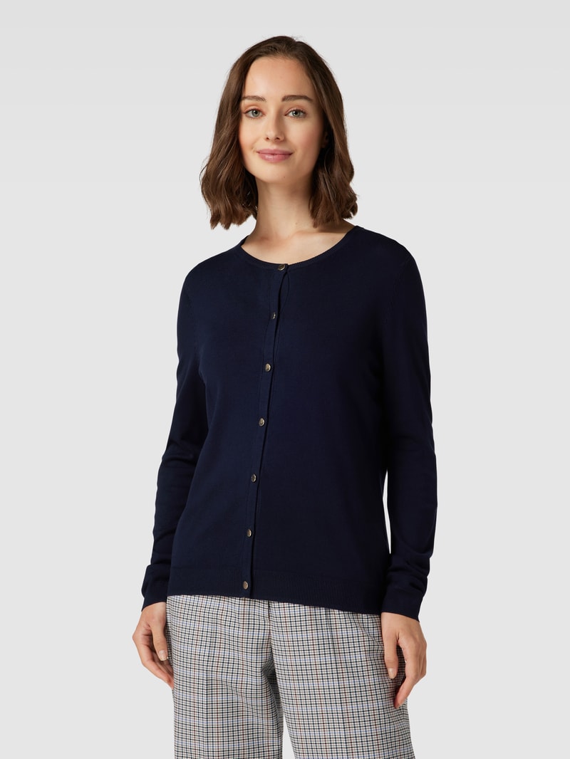 Strickjacke aus Viskose-Mix mit durchgehender Knopfleiste in dunkelblau