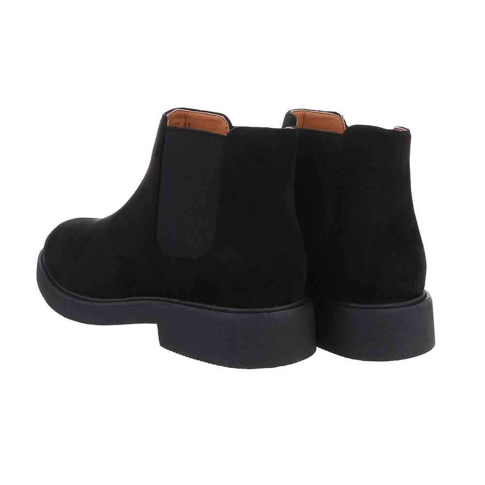 Ital-Design Herren Chelsea Freizeit Stiefelette Blockabsatz Boots in Schwarz