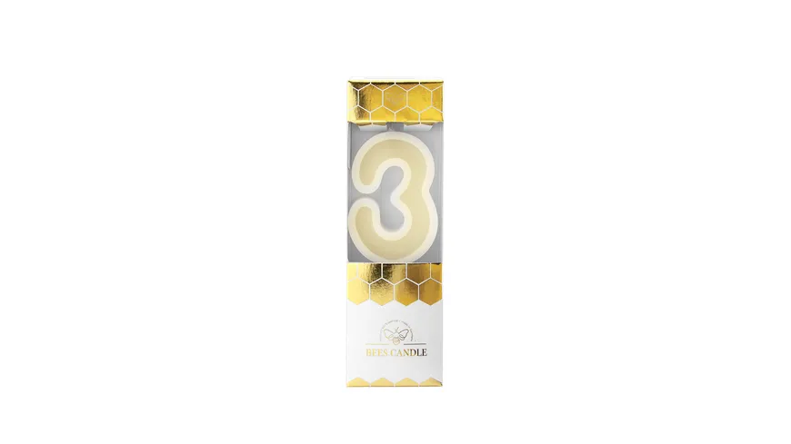 Wondercandle® Bienenwachskerze Nummer 3 weiß