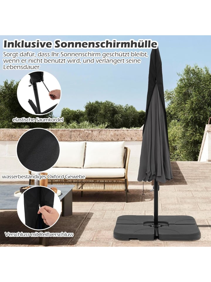 COSTWAY Sonnenschirm 300 cm, inkl. Schutzhülle in Grau günstig kaufen onesize