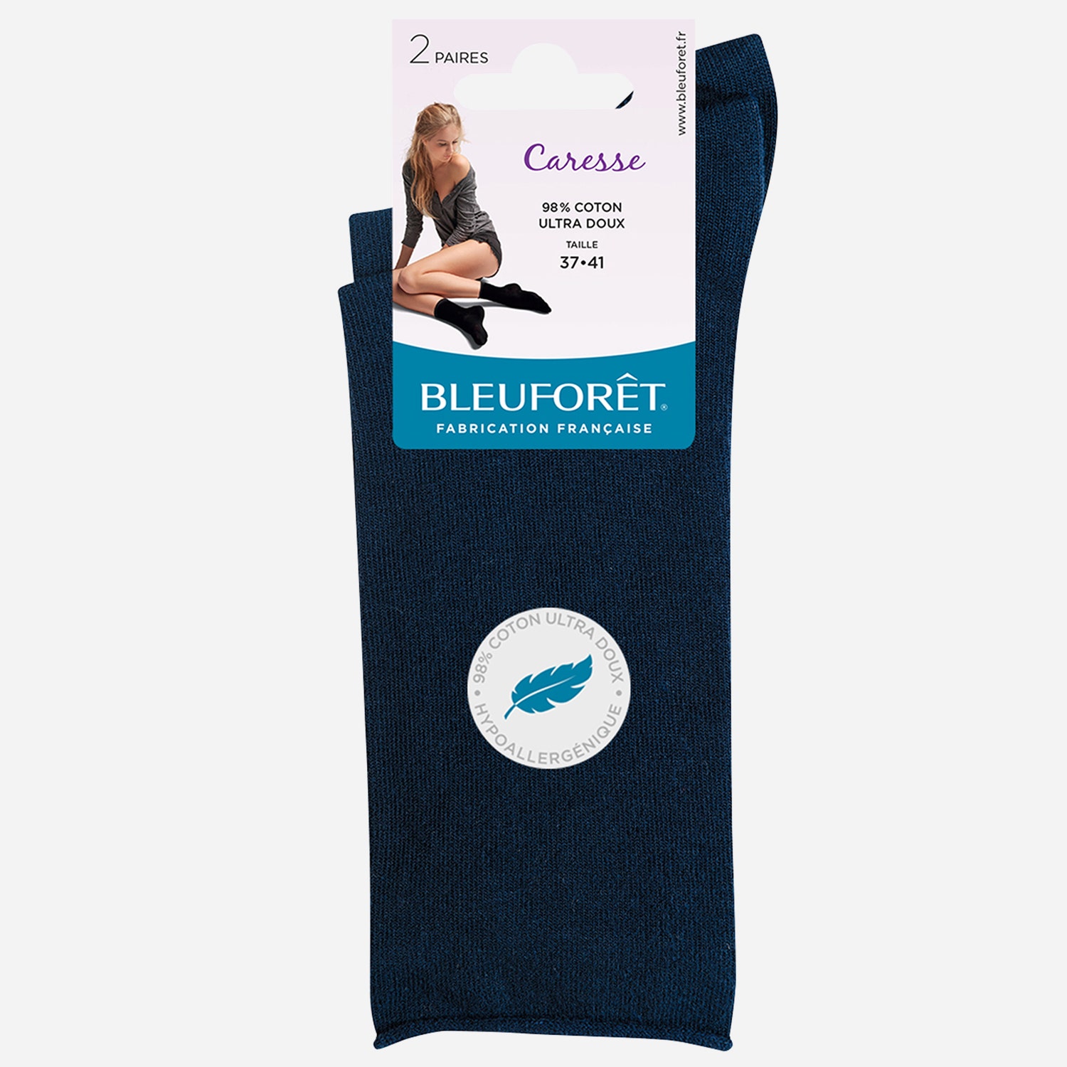 Chaussettes BLEUFORET bleu marine Caresse - 37-41