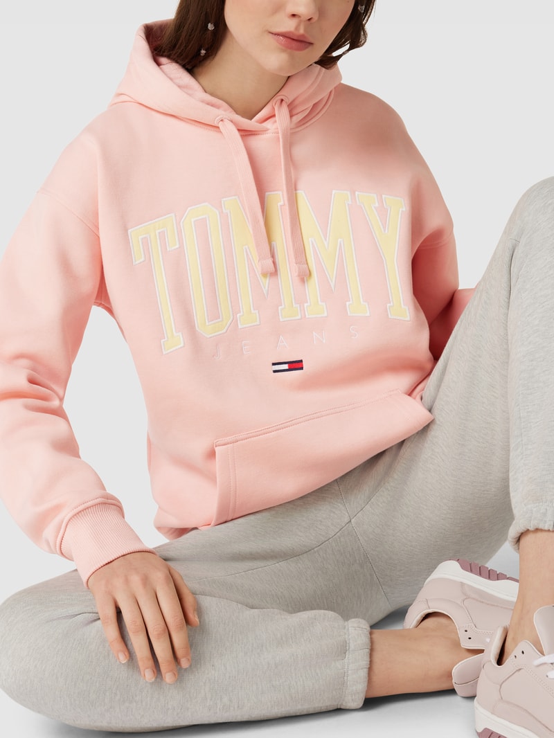 Hoodie mit Label-Stitching Modell 'POP' in apricot