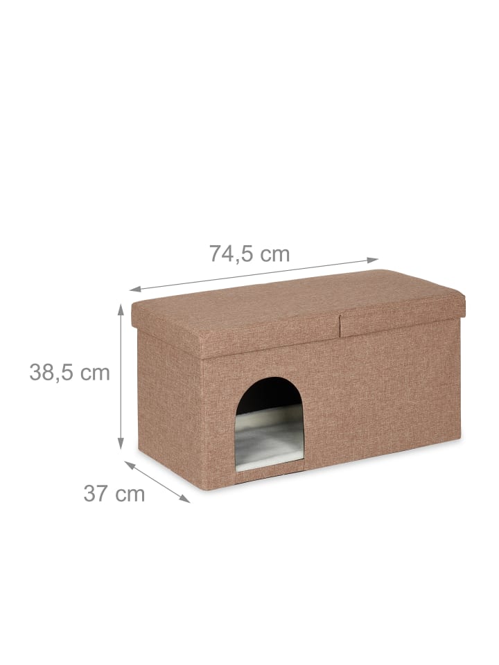 relaxdays Katzenhöhle in Hellbraun - (B)74,5 x (H)38,5 x (T)37 cm günstig kaufen onesize