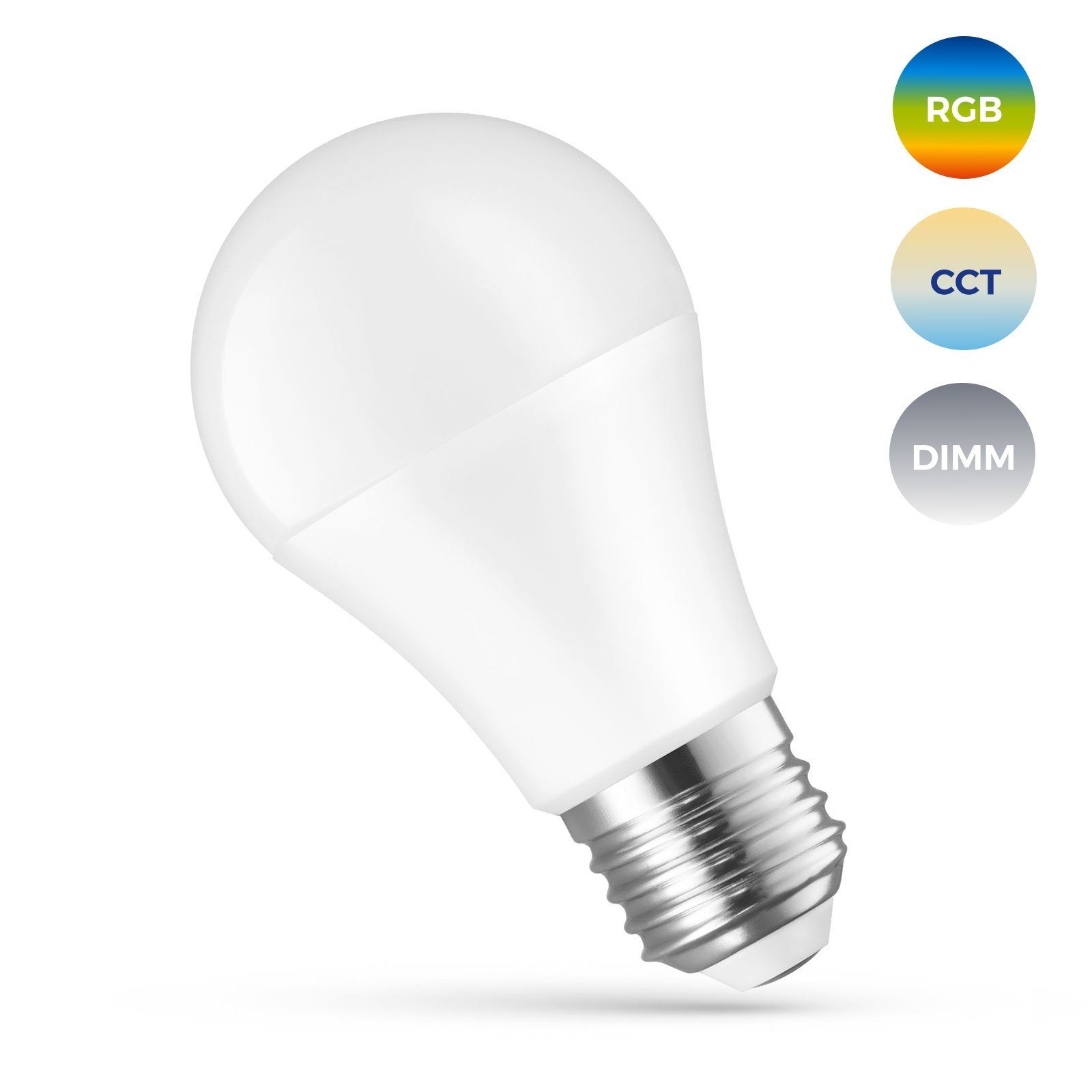 Spectrum SMART LED-Leuchtmittel LED E27 A66 Smart Home 13W = 98W bunt 2700K-6000K Alexa Google DIMMBAR, E27, Farbwechseler, CCT-Farbtemperatursteuerung - warmweiß bis tageslichtweiß, RGB, WiFi