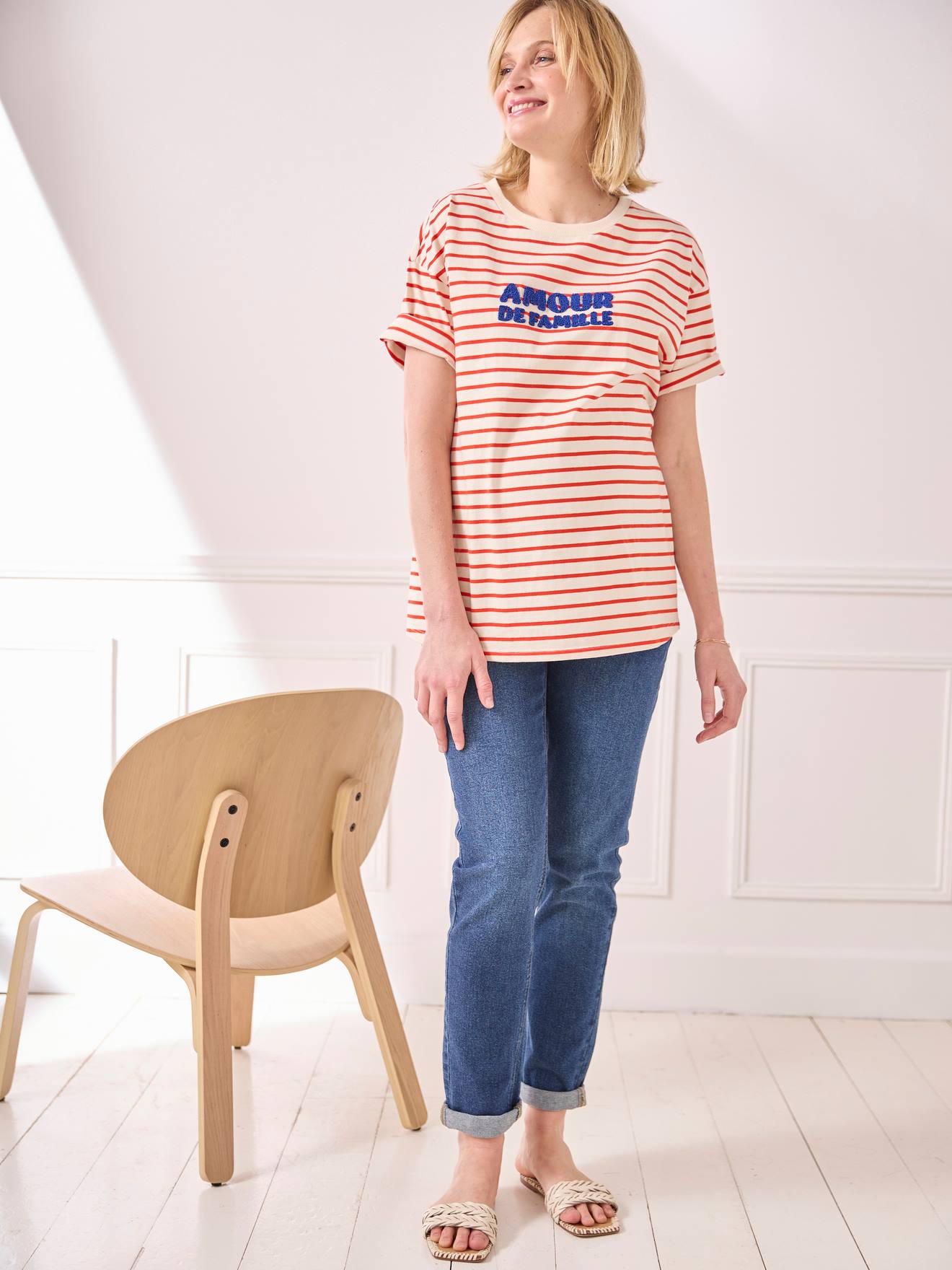 Vertbaudet Umstandsshirt aus Bio-Baumwolle - wollweiß