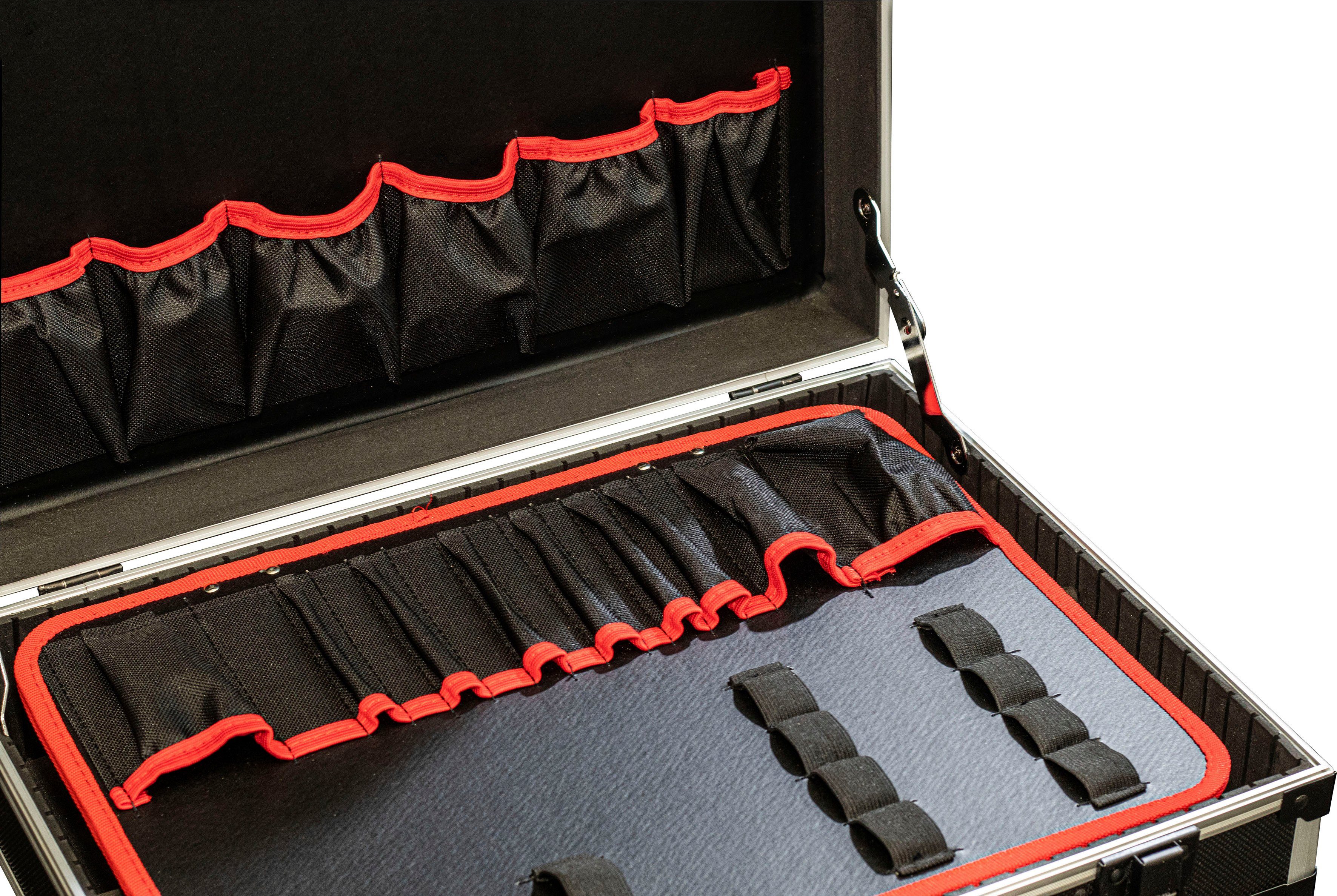 meister Werkzeugkoffer leer/9095070, individuelle Fachaufteilung, 15 Werkzeugtaschen, stabiler Alukoffer