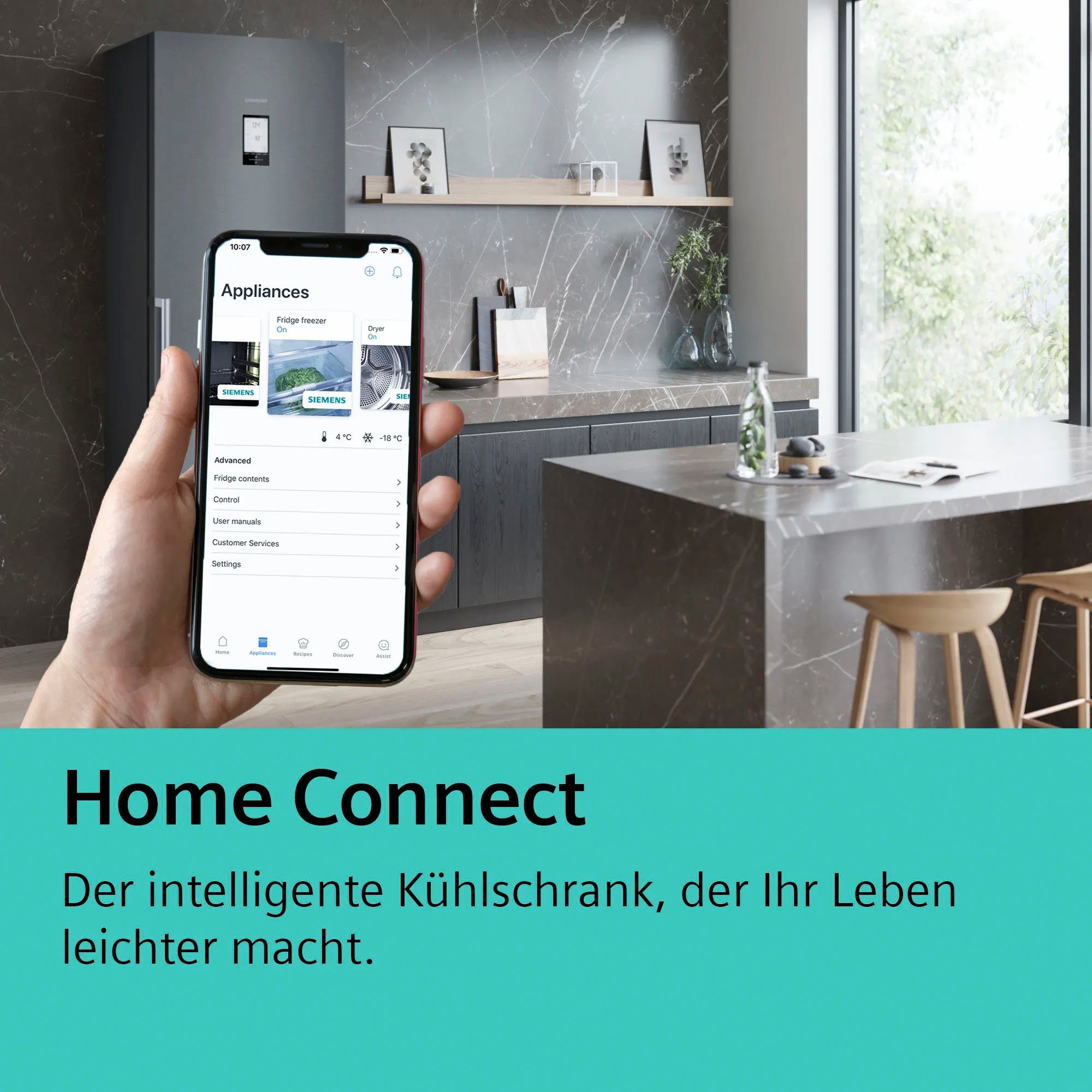 SIEMENS Kühl-/Gefrierkombination iQ500 KG49NAXCF, 203 cm hoch, 70 cm breit