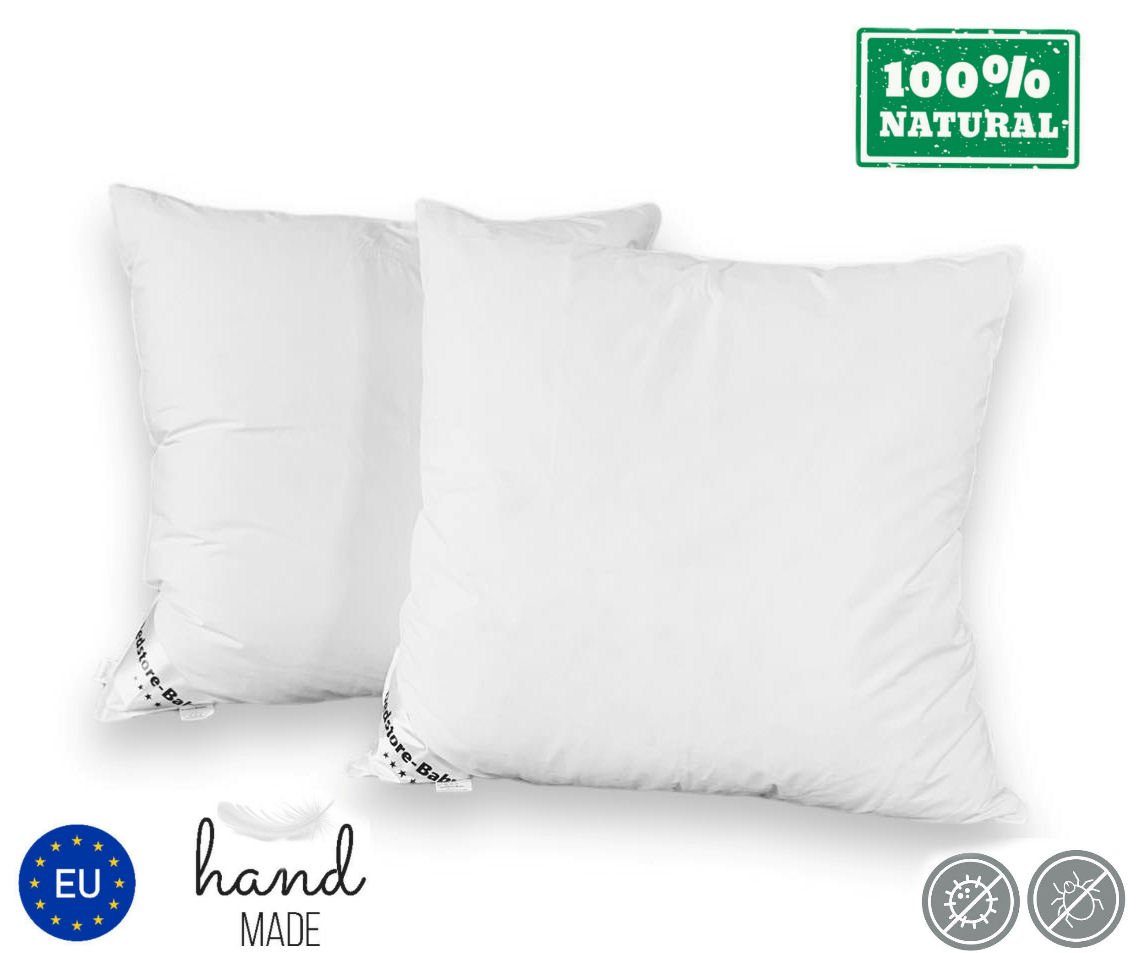 Federkissen 2er Kissen Kopfkissen 80x80cm Federkissen Bezug Baumwolle 2000g, Dedstore-Baby, Füllung: 100% polnische Gänsefedern, Bezug: Baumwolle, Seitenschlaefer, Rueckenschlaefer, Bauchschlaefer, Spar-Set, 2-tlg., Allergieker freundlich,Natur,ohne