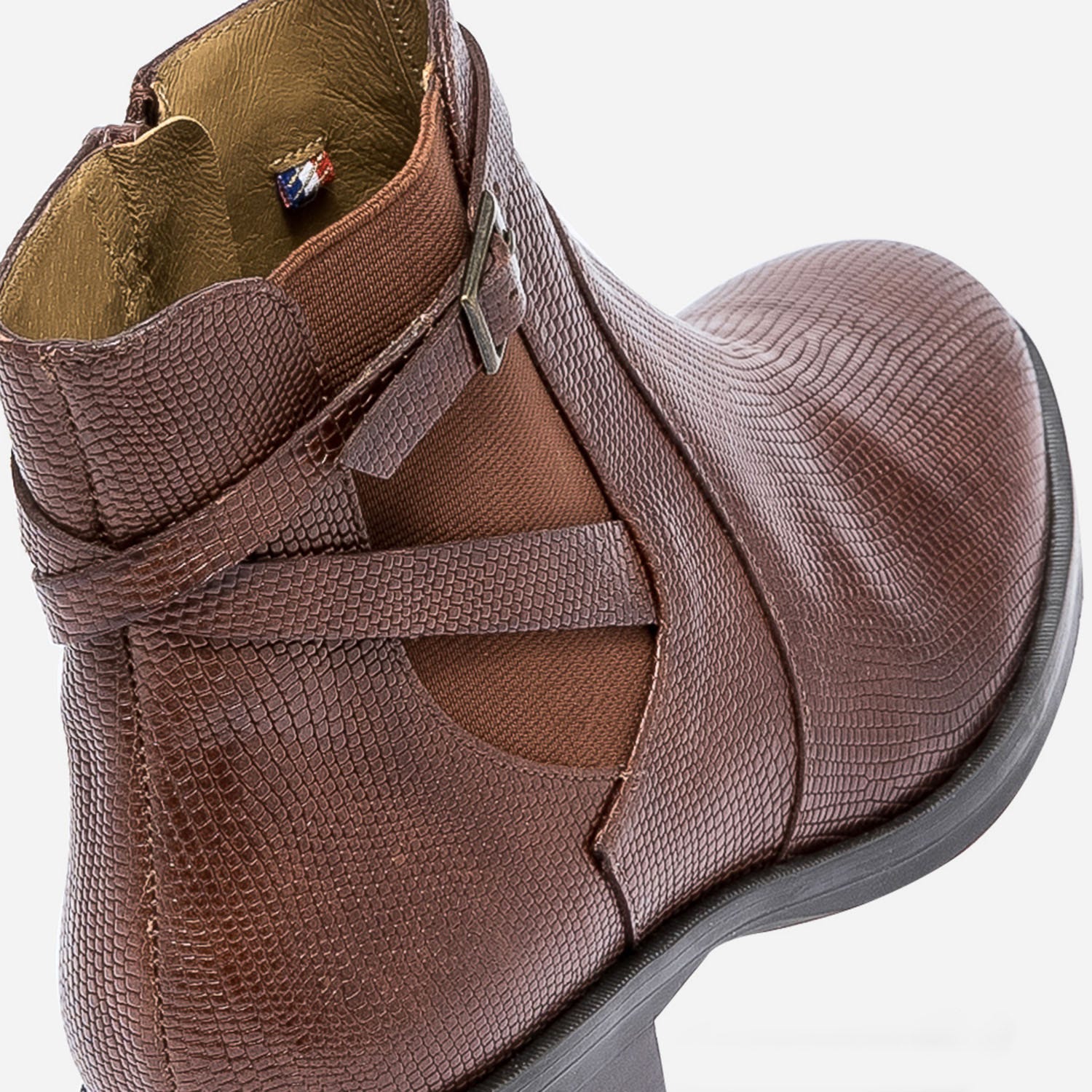 Chelsea boots ERAM FLEX cognac en cuir avec bride