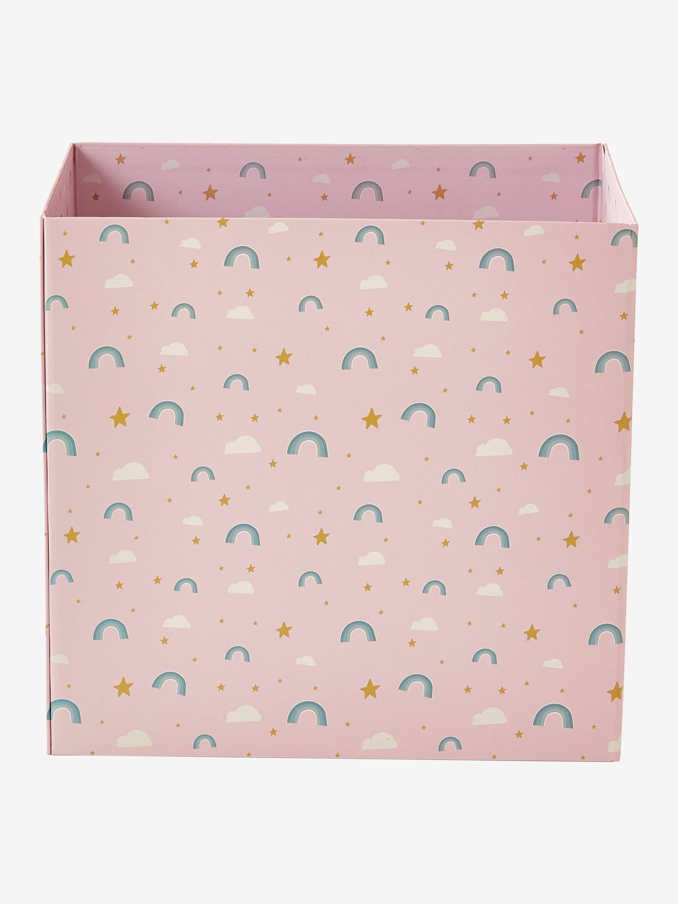 Corbeille en carton pliable Arc-en-ciel rose