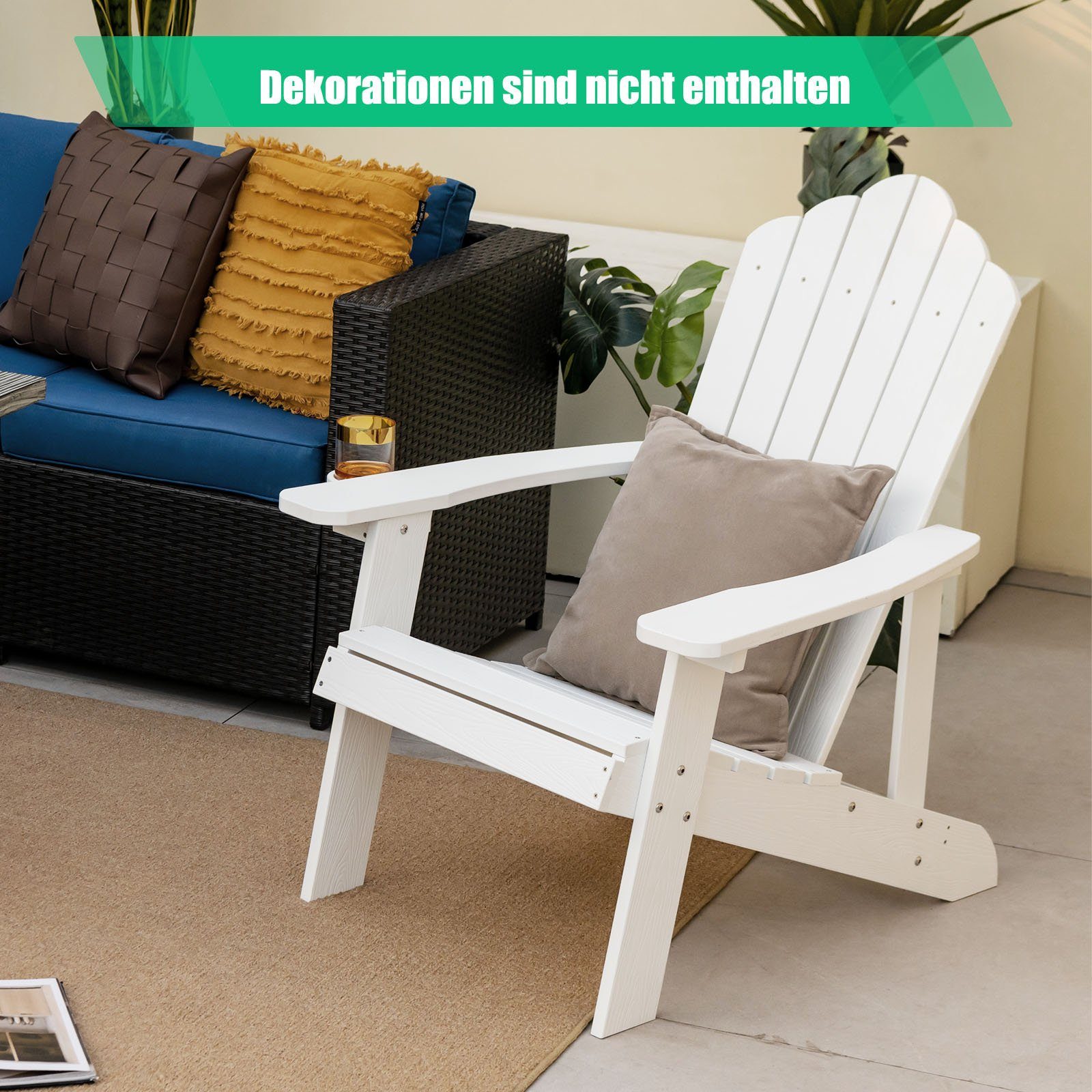 COSTWAY Gartenstuhl Adirondack Stuhl, mit Getränkehalter, bis 170kg