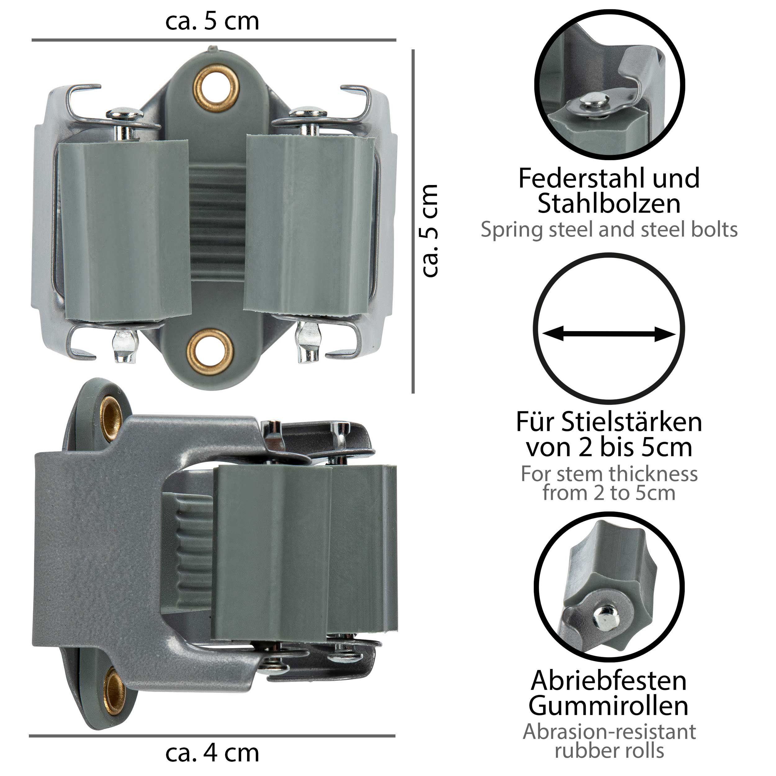 Klemmfix Gerätehalter, Werkzeughalter aus Federstahl, Besenhalter, ONVAYA, (5-tlg)