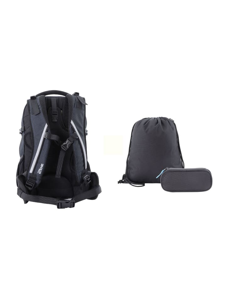 2Be 3er Set Schulrucksack Black Grey in Black günstig kaufen onesize