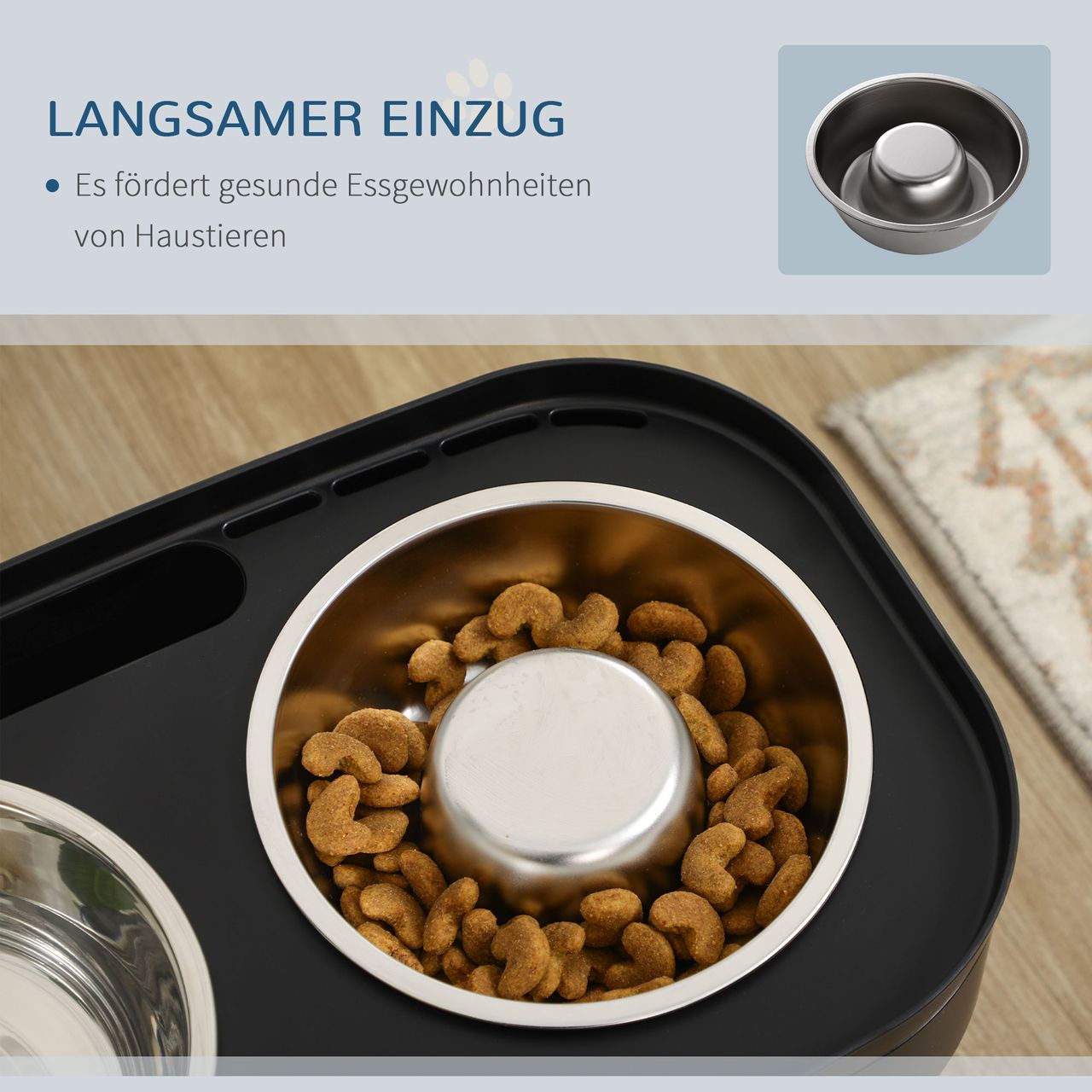 PawHut Erhöhtes Futterstation, Verstellbare Futterschale Hundenapf aus Edelstahl