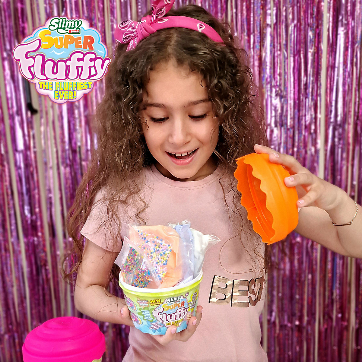 SLIMY® Super Fluffy 300g Spielmasse im Cup Cake-Becher - der flaumigste Original Slimy Slime, lustig duftende Schleim Knete für Kinder