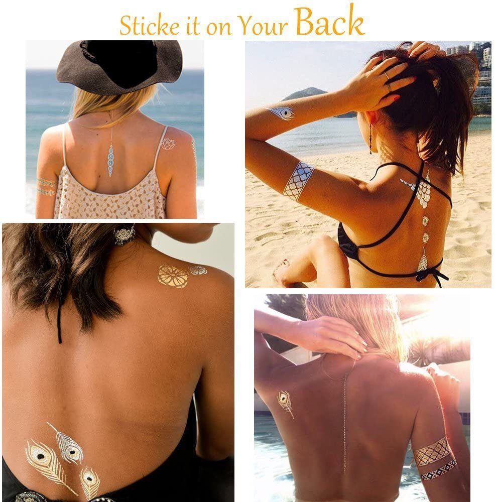 COOL-i ® Schmuck-Tattoo, Flash,Temporäre Klebetattoos 16 Blatt