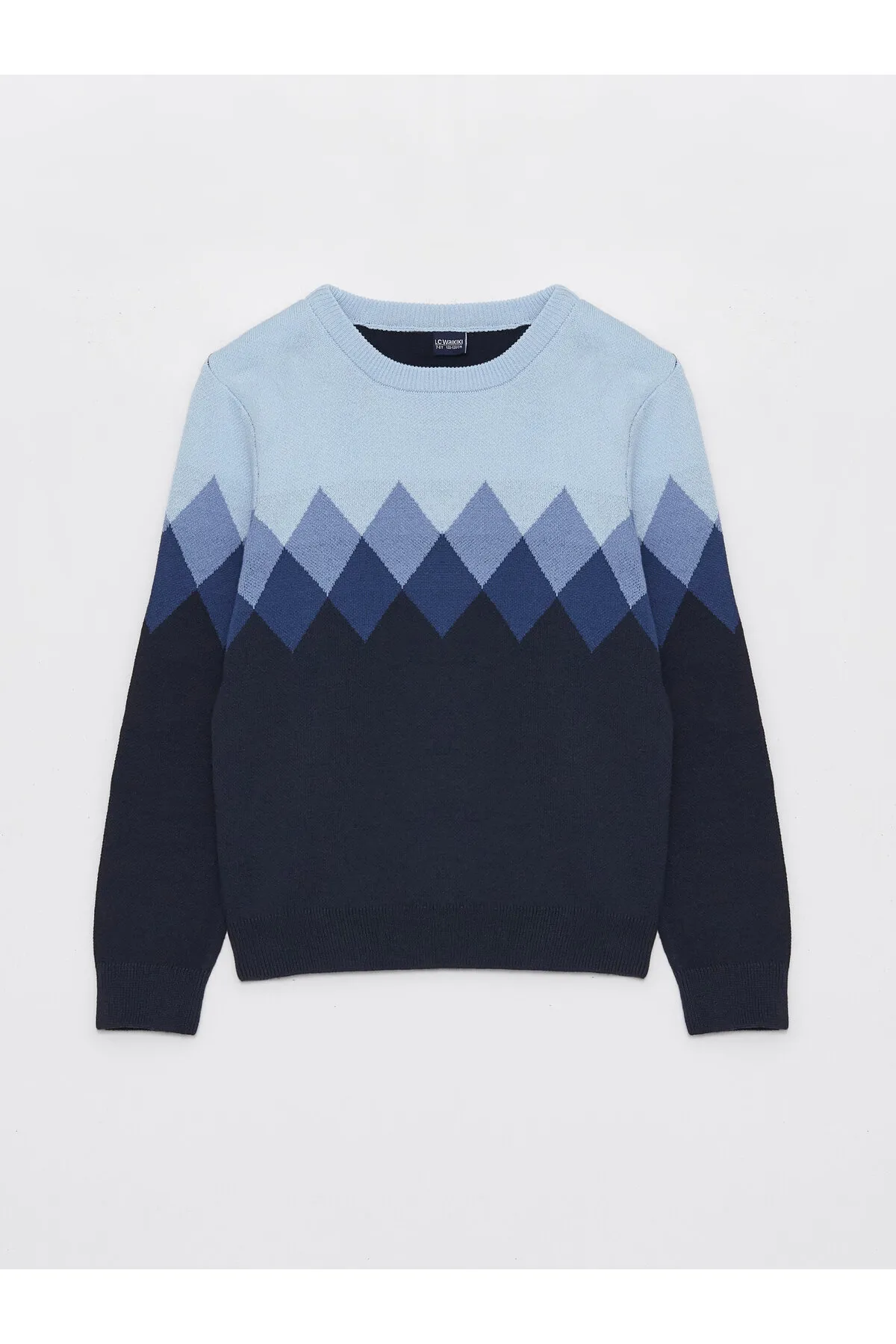 LC Waikiki  Gemusterter Langarm-Strickpullover für Jungen mit Rundhalsausschnitt