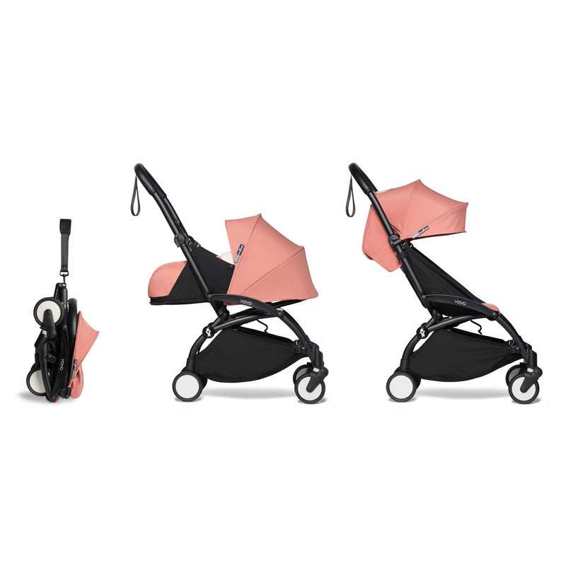 Poussette complète Yoyo2 châssis noir assises 0+ et 6+ ginger Babyzen