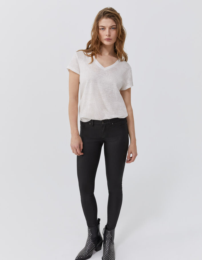 Tee-shirt lin blanc femme