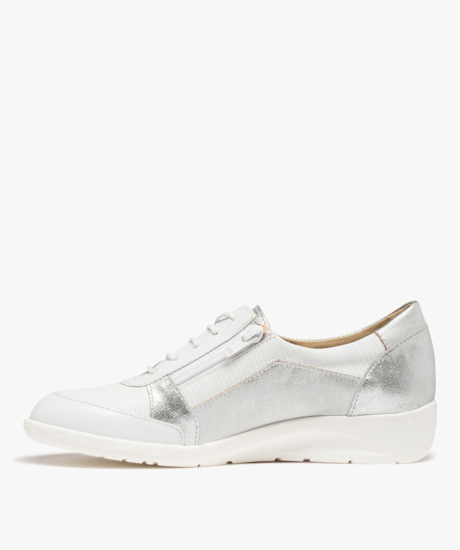 Derbies femme confort style baskets en cuir blanc | GEMO